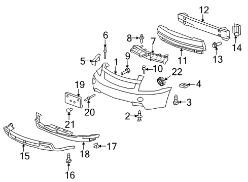 2008 Chevy Equinox Bracket, Front Bumper Imp Bar Diagram for 20808555