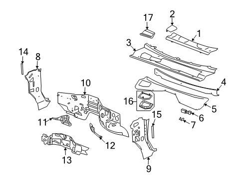 2004 Hummer H2 Panel,Plenum Upper Rear Diagram for 15060931