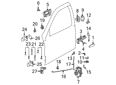 2000 Saturn LS1 Handle Asm,Front Side Door Inside *Medium Duty Dark.Pewter Diagram for 22674222