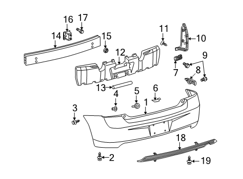 2009 Pontiac Vibe Rear Bumper Diagram 2 - Thumbnail