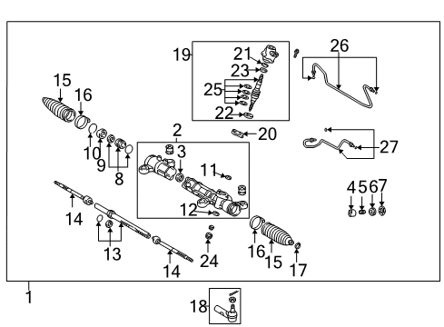 2006 Pontiac Vibe Housing,Steering Gear Pinion Shaft Diagram for 88971095