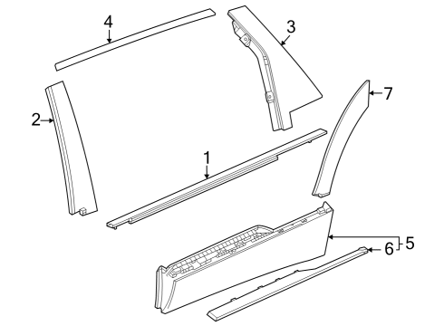 2024 Cadillac LYRIQ APPLIQUE ASM-RR S/D WDO FRM FRT Diagram for 85536030