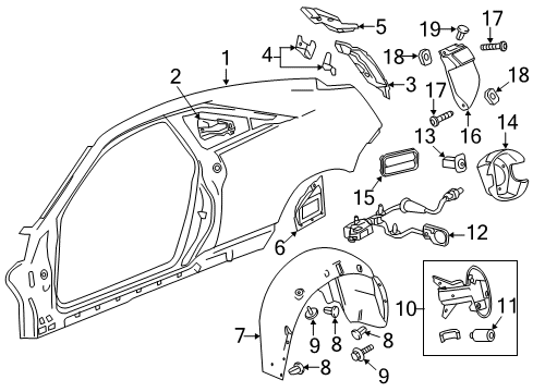 2014 Cadillac CTS Gutter, Body Side Outer Rear Panel Drain Diagram for 25794954