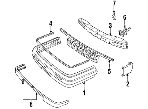 1990 Oldsmobile Toronado Front Bumper Cover *Black Diagram for 20751162