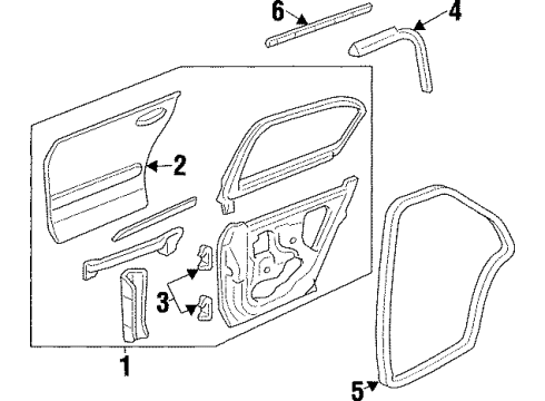 1998 Oldsmobile Cutlass Weatherstrip Assembly, Rear Side Door Upper Auxiliary Diagram for 22711075