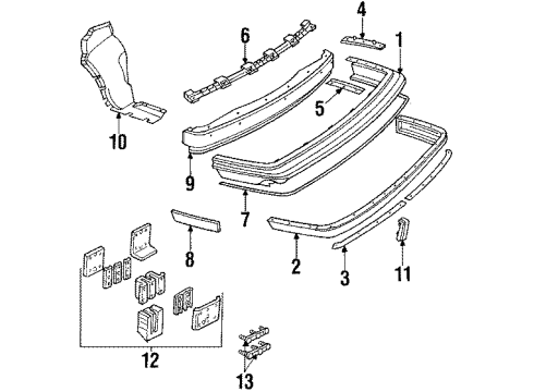 1988 Buick Regal Molding Kit,Rear Bumper Fascia Outer *Bright Diagram for 12331413