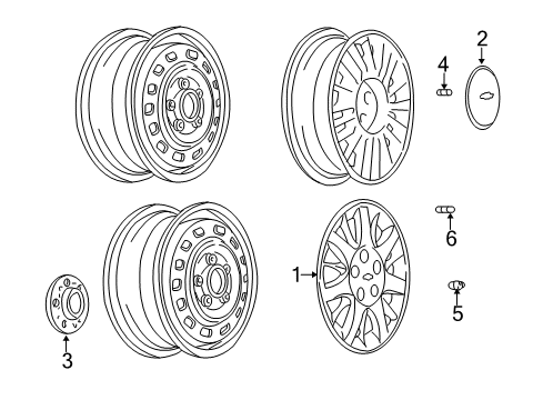 2000 Chevy Impala Wheel Covers & Trim Diagram