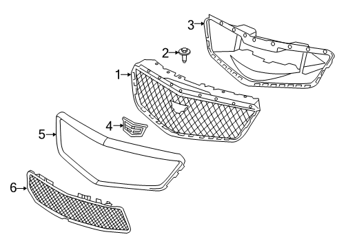 2017 Cadillac CTS Grille & Components Diagram 1 - Thumbnail