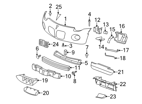 2009 Pontiac Solstice Bracket Asm,Front License Plate Diagram for 10387725