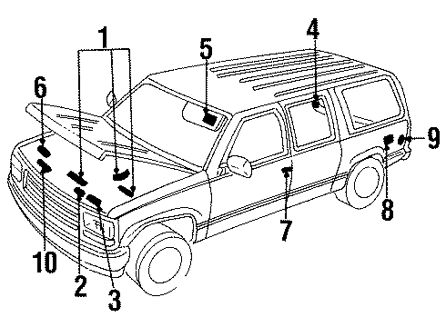 1997 Chevy C2500 Suburban Information Labels Diagram