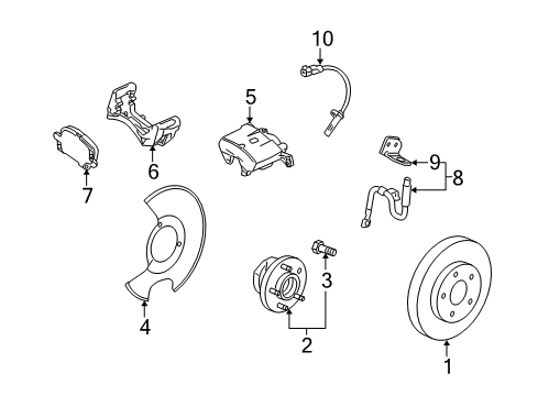 2011 Cadillac SRX Caliper Assembly, Front Brake (W/O Brake Pads & Bracket Diagram for 23287518