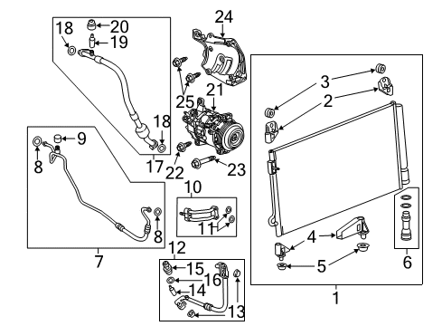 2017 GMC Sierra 3500 HD Hose Assembly, A/C Evap Connect Hose/Tube & Compressor Diagram for 22967991