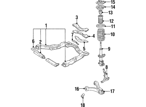 1993 Oldsmobile Cutlass Cruiser Front Suspension, Control Arm, Stabilizer Bar Diagram 1 - Thumbnail