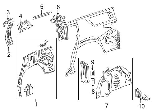 2019 Chevy Traverse Inner Structure - Quarter Panel Diagram