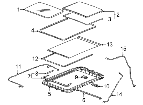 2022 GMC Yukon XL Sunroof, Body Diagram