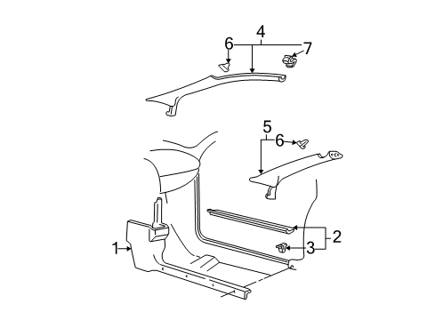 1999 Chevy Camaro Interior Trim - Pillars, Rocker & Floor Diagram 2 - Thumbnail