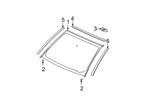 2003 Saturn Vue Windshield Glass, Reveal Moldings Diagram