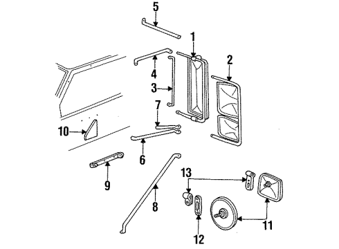 1988 Chevy R20 Outside Mirrors Diagram 5 - Thumbnail