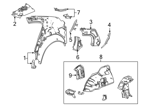 2010 Buick LaCrosse Inner Structure - Quarter Panel Diagram