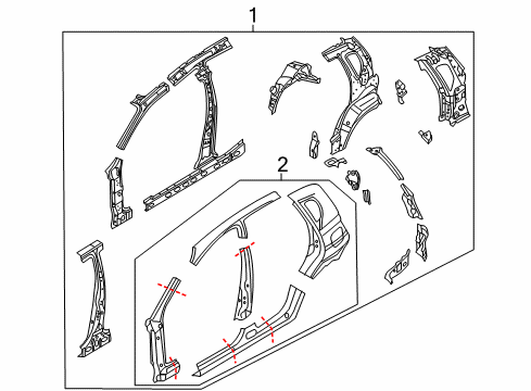 2004 Chevy Aveo Center Pillar, Hinge Pillar, Rocker, Uniside Diagram 5 - Thumbnail