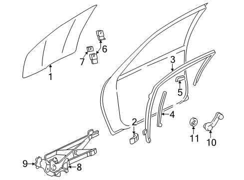 2002 Pontiac Sunfire Door - Glass & Hardware Diagram