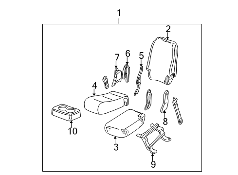 2000 GMC Yukon Cover Asm,Front Center Seat Cushion *Pewter Diagram for 12477098