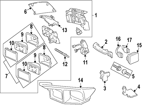 1999 Pontiac Firebird Crank Asm,Headlamp Actuator Diagram for 16526060