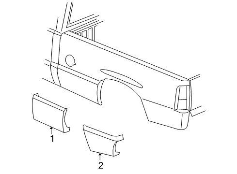 2007 Chevy Silverado 2500 HD Classic Molding Kit,Pick Up Box Side Lower Front (RH) Diagram for 88980187