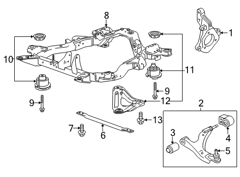 2014 Chevy Captiva Sport Insulator,Drivetrain & Front Suspension Frame Diagram for 25866464