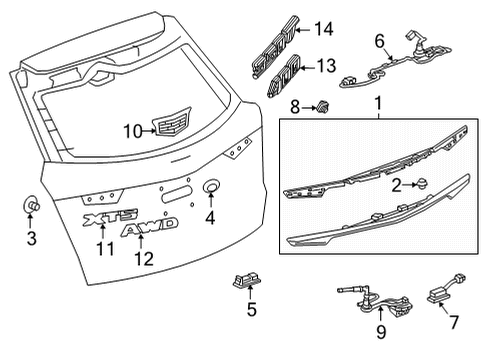 2020 Cadillac XT5 Emblem Assembly, L/Gate *Galvano Silvv Diagram for 84683022