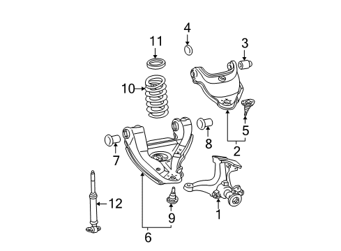 1995 GMC K1500 Front Suspension, Control Arm Diagram 1 - Thumbnail