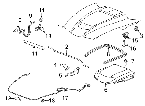 2019 Chevy Corvette Hood & Components, Body Diagram 1 - Thumbnail