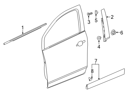 2017 Buick Envision Molding Assembly, Front Side Door Window Belt Reveal Diagram for 23278140