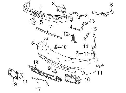 2006 Chevy Silverado 2500 HD Front Bumper Diagram 1 - Thumbnail