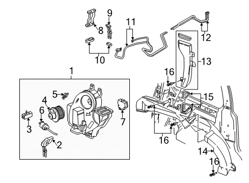 2000 Pontiac Montana A/C Evaporator & Heater Components Diagram 2 - Thumbnail