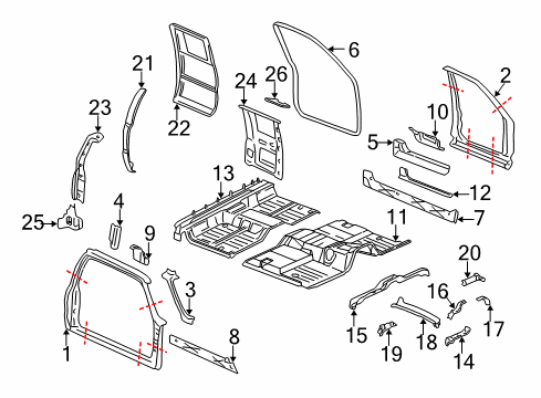 1999 Chevy Silverado 2500 Weatherstrip,Front Side Door Diagram for 15244250