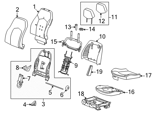 2011 Cadillac CTS Driver Seat Components Diagram 8 - Thumbnail