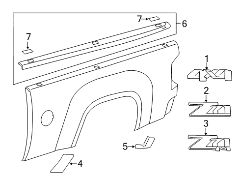 2011 Chevy Silverado 2500 HD Exterior Trim - Pick Up Box Diagram 3 - Thumbnail