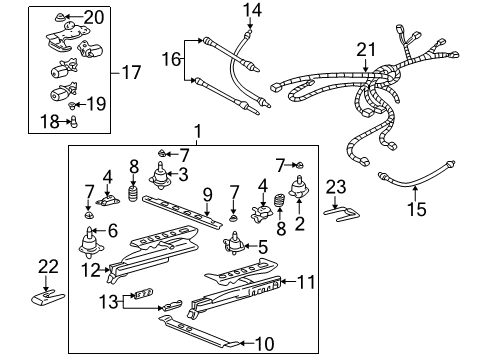 2001 Chevy Impala Mtr S/A, Support Passenger Seat Inner & Driver Seat Outer Adjust Diagram for 16776529