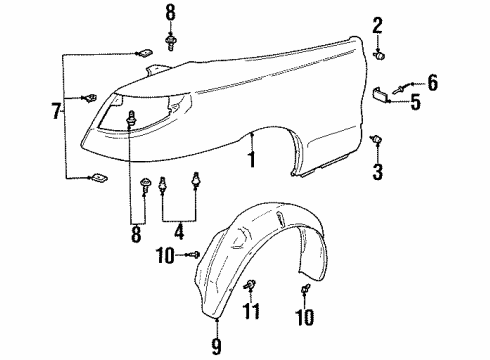 2000 Saturn SC1 Quarter Panel & Components Diagram 2 - Thumbnail