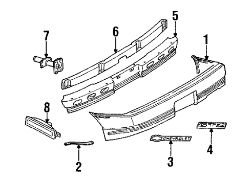 1993 Chevy Beretta Plate Assembly, Rear Bumper Fascia Name *Argent Diagram for 14103471