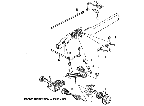 2005 GMC Safari Front Suspension System, Front Axle Diagram 5 - Thumbnail