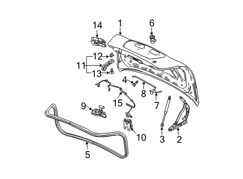 2004 Pontiac Grand Prix Hinge Assembly, Rear Compartment Lid Diagram for 10345152