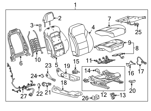 2016 Chevy Cruze Handle, Front Seat Adjuster *Atmosphere Diagram for 23403783