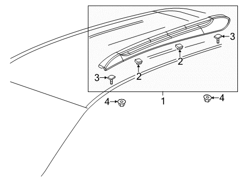 2014 Buick Encore Rail Assembly, Luggage Carrier Side Diagram for 95415755