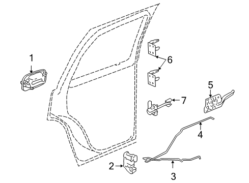 2007 GMC Sierra 2500 HD Rear Door - Lock & Hardware Diagram 2 - Thumbnail