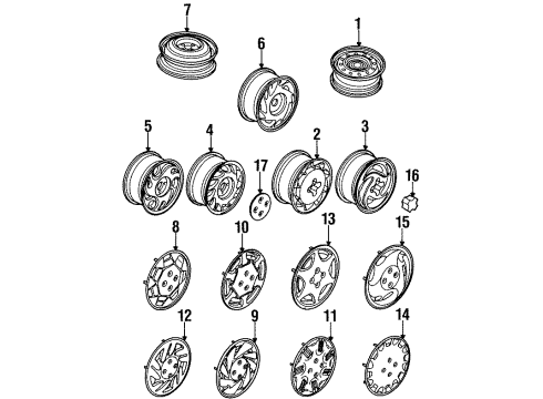 1991 Saturn SC Wheels, Covers & Trim Diagram