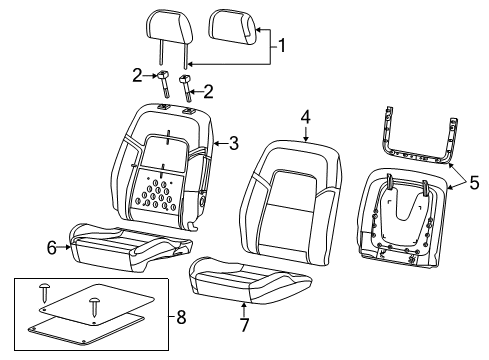 2013 Chevy Caprice Pad Assembly, Front Seat Back Cushion Diagram for 92247309