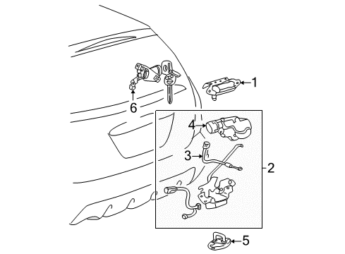 2004 Pontiac Vibe Handle,Lift Gate Outside Diagram for 88972501