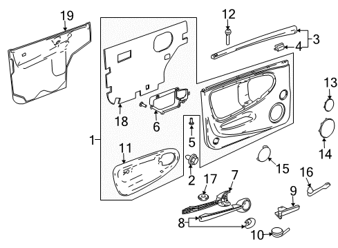 2005 Chevy SSR Deflector Assembly, Front Side Door Water Diagram for 10355489